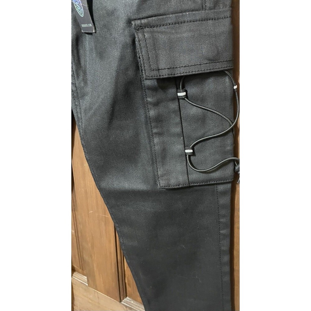 Serenede 1111 Waxed Cargo Jeans Black Stacked Slim Skinny Bungee Men’s 30 NWT - Picture 4 of 7